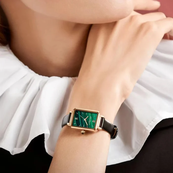 Relógio Feminino POEDAGAR 622 Retangular Fashion Casual à Prova D'Água com Pulseira de Couro. - Imagem 4