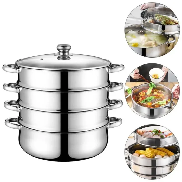 Panela Steamer Profissional de Aço Inoxidável: Cozinhe com Saúde e Praticidade! - Imagem 1